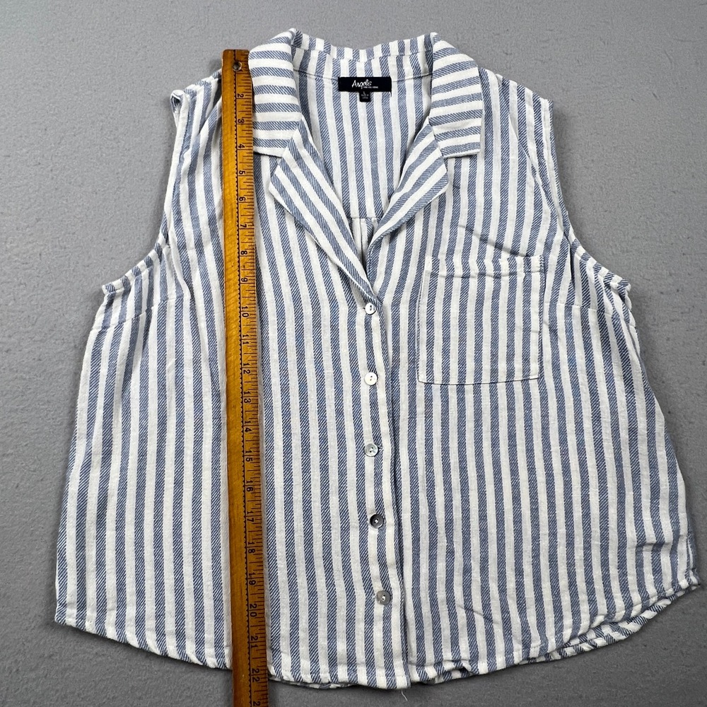 Angels Forever Young Striped Sleeveless Top Womens L Linen Blend Casual Summer - Picture 12 of 12